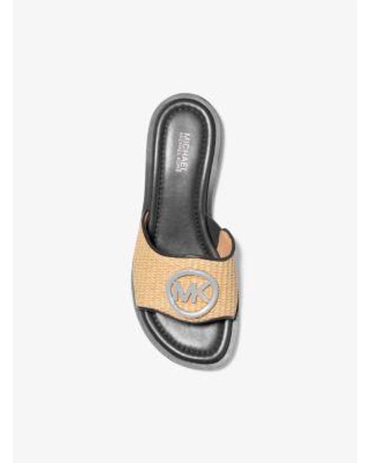 Michael Kors Black Hannah Straw Slide Sandal