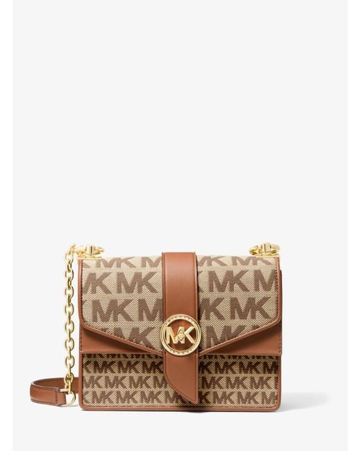 Michael Kors Greenwich Small Logo Jacquard And Leather Crossbody Bag in ...
