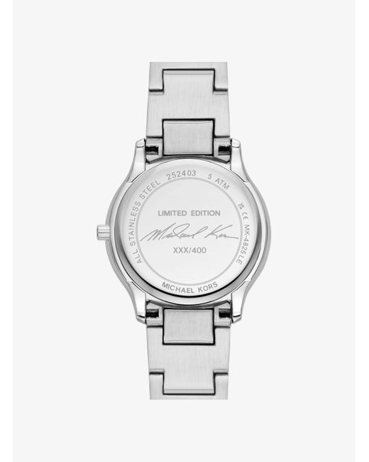 Michael Kors White Limited-edition Mini Sage Pavé Silver-tone Watch