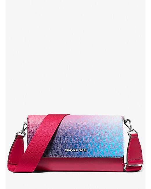 Michael Kors Red Jet Set Large Ombré Signature Logo Crossbody Bag