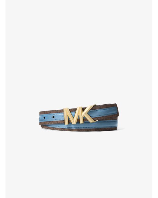 MICHAEL Michael Kors Blue Mk Signature Logo And Leather Belt