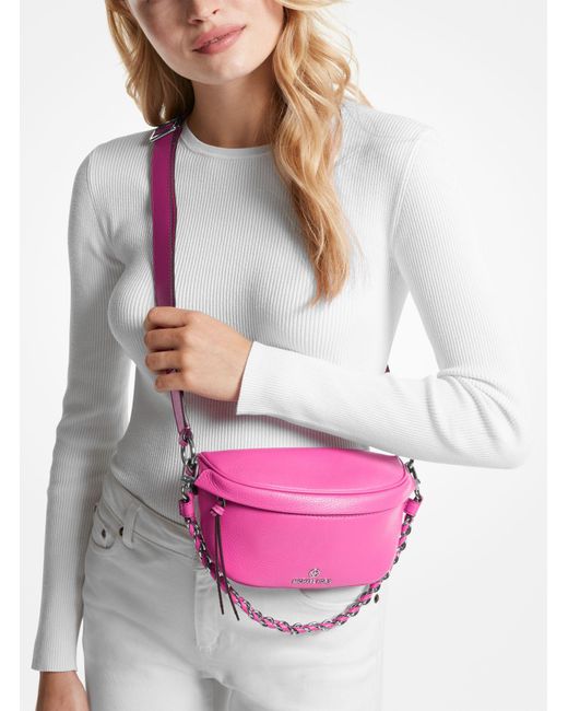 Michael Kors Slater Medium Pebbled Leather Sling Pack In Pink