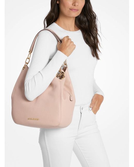 MICHAEL Michael Kors Pink Lillie Large Pebbled Leather Shoulder Bag