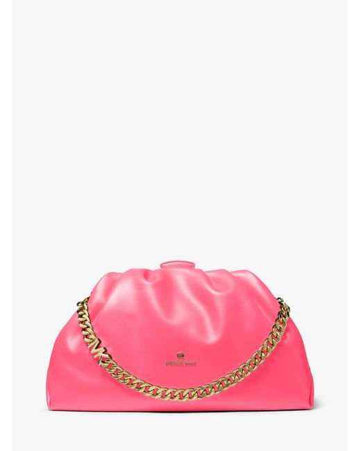 Michael Kors Pink Nola Extra-large Faux Leather Clutch
