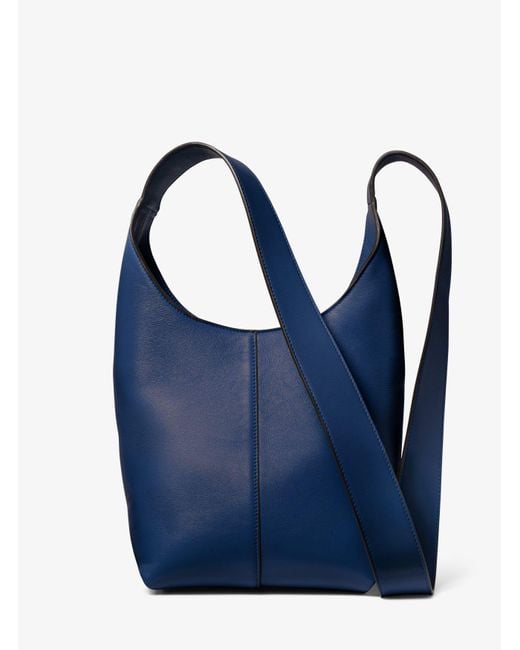 Michael Kors Blue Dede Mini Leather Hobo Bag