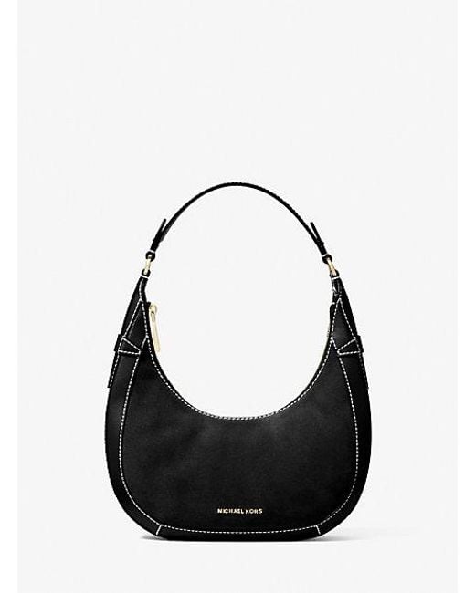 MICHAEL Michael Kors Black 'Preston' Leather Shoulder Bag