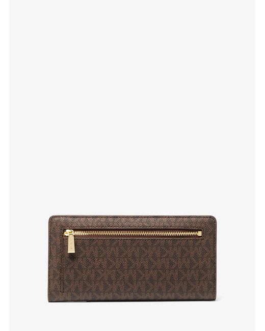 MICHAEL Michael Kors Brown Mk Bryant Large Signature Logo Snap-Front Wallet