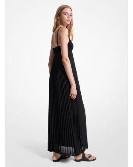 Michael Kors Black Pleated Georgette Maxi Dress