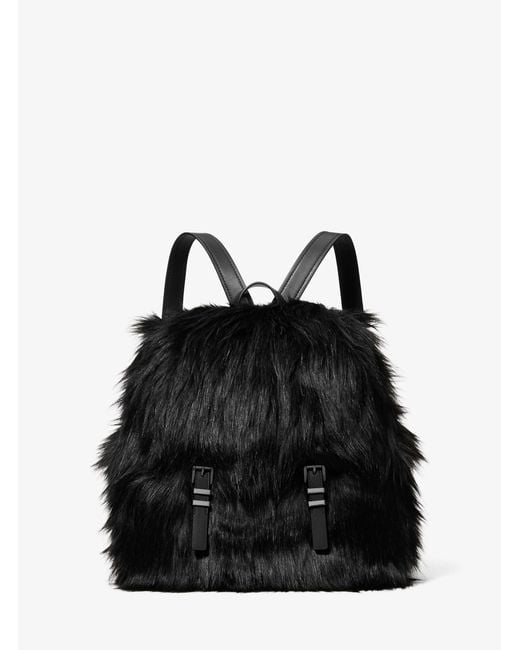 MICHAEL Michael Kors Black Quinn Medium Flap Backpack