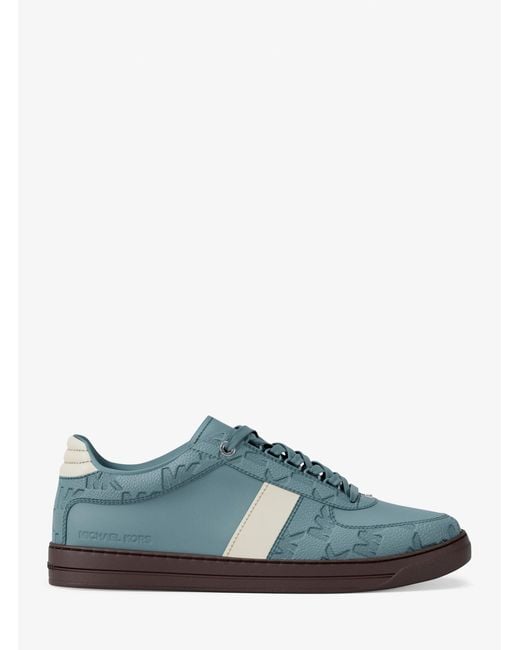 Michael Kors Blue Brady Logo Embossed Leather Sneaker for men