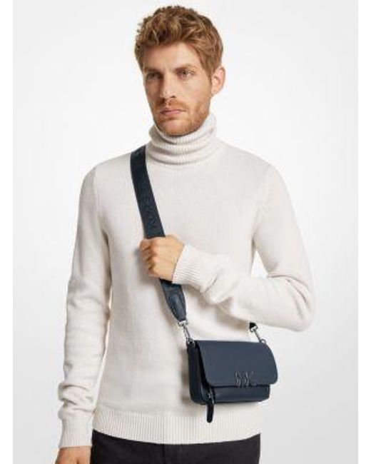 Michael Kors Blue Hudson Textured Leather Crossbody Bag for men