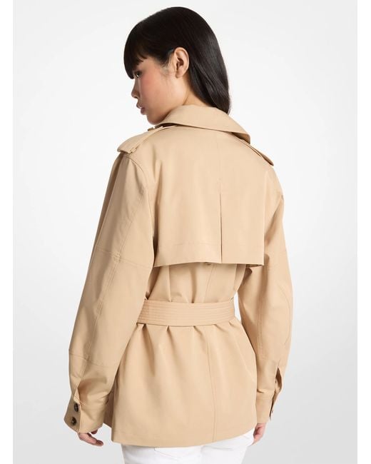 MICHAEL Michael Kors Natural Mk Cropped Woven Belted Trench Coat