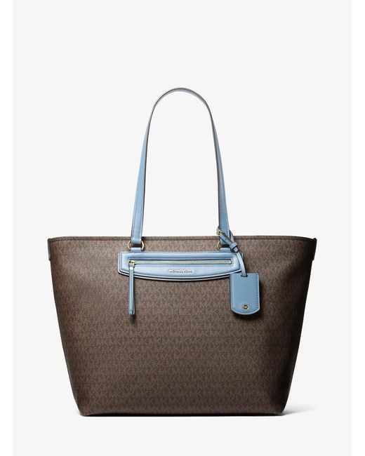Michael Kors White Mk Jet Set Travel Extra-Large Signature Logo Tote Bag