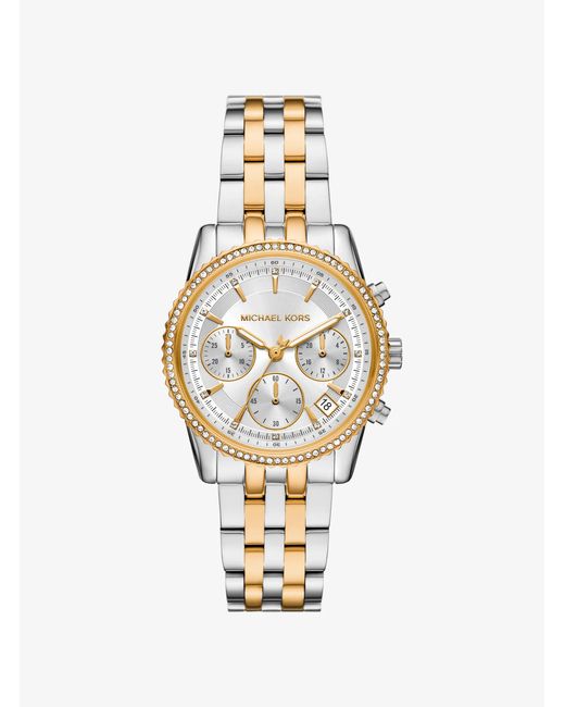 Michael Kors Metallic Mk Mini Bryant Pavé Two-Tone Watch