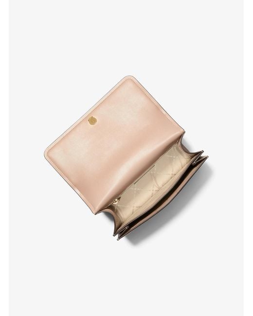 Michael Kors Outlet Pink Mk Abbott Medium Signature Logo Shoulder Bag