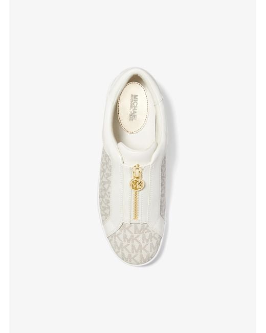 MICHAEL Michael Kors White Mk Keaton Signature Logo Zip-Up Trainers
