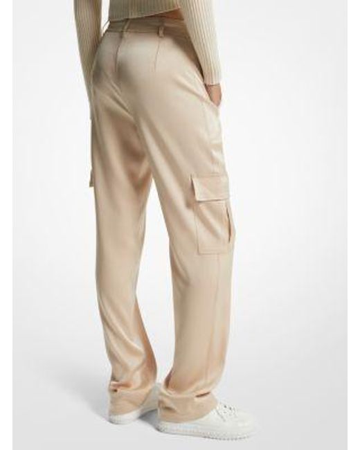 Michael Kors Natural Mk Satin Cargo Trousers