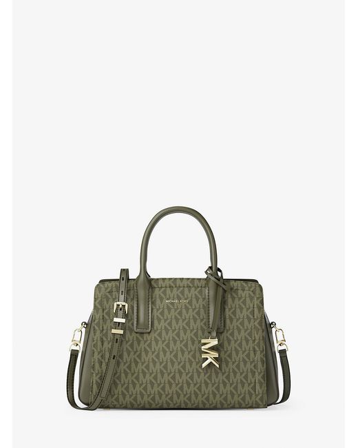 Michael Kors Green Mk Laila Small Signature Logo Satchel