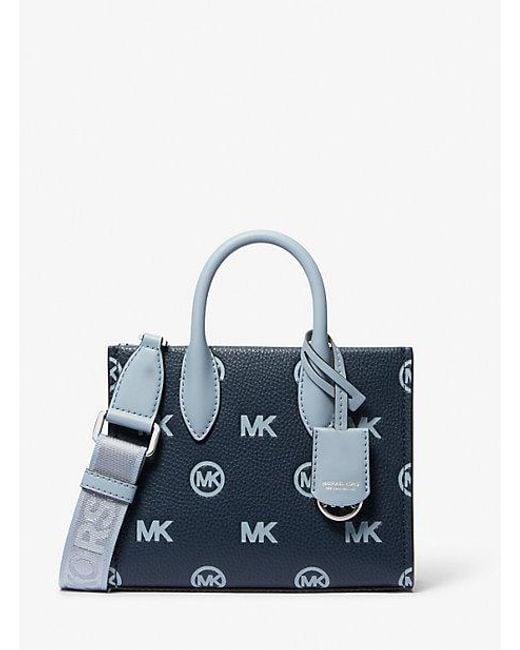 Michael Kors Blue Mirella Extra-small Logo Debossed Crossbody Bag