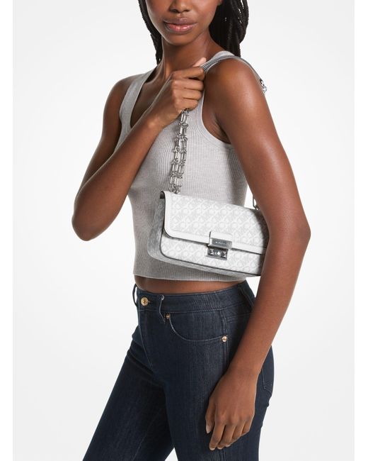 Petit sac porté épaule Tribeca à logo Empire Signature Michael Kors en coloris White
