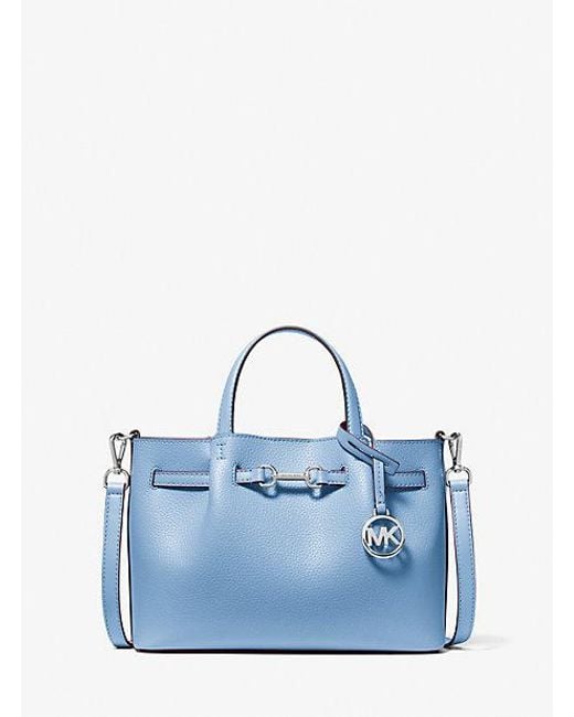 Michael Kors Blue Carson Small Pebbled Leather Satchel