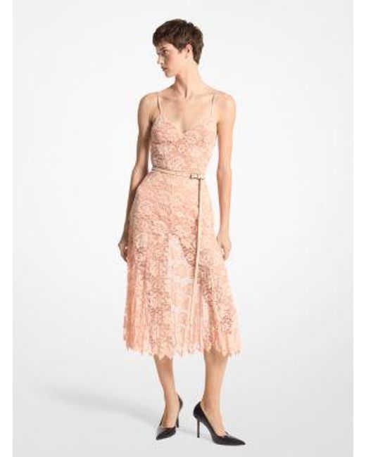 Michael Kors Natural Lace Silk-Lined Slip Dress