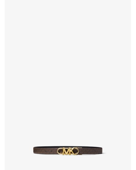 Cintura reversibile in pelle con logo di MICHAEL Michael Kors in White