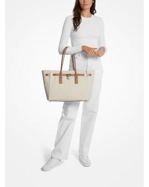 MICHAEL Michael Kors Natural Mk Hamilton Moderne Large Signature Logo Tote Bag