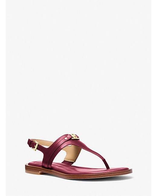 Michael Kors Pink Mandy Leather T-Strap Sandal