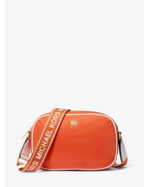 Michael Kors Orange Jet Set Medium Nylon Camera Crossbody Bag