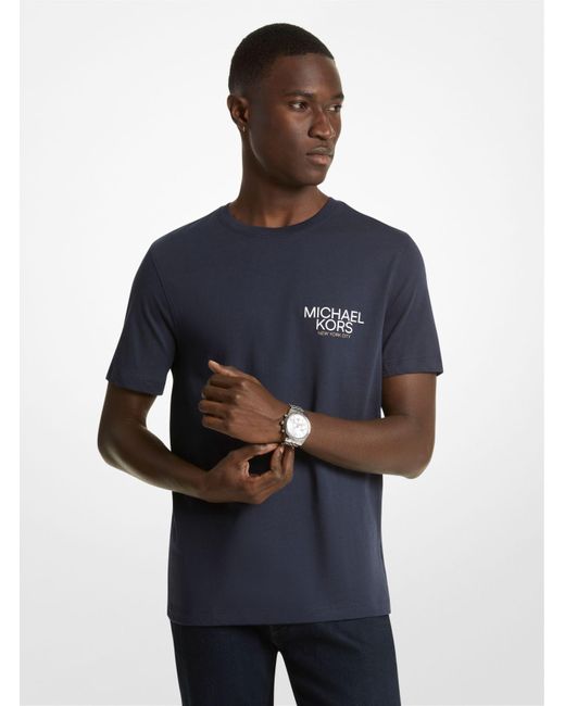 Michael Kors Blue Mk Logo Cotton T-Shirt for men