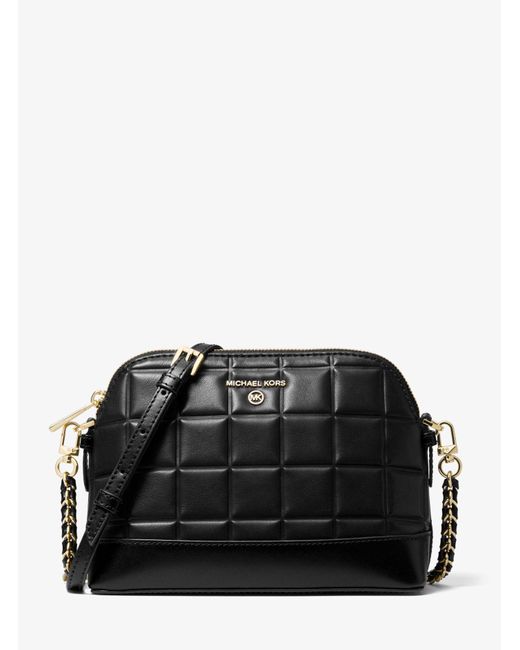 Michael Kors Large Quilted Leather Dome Crossbody Bag in Black Lyst