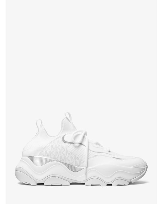 Michael Kors White Mixed-Media Athletic Trainers for men