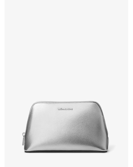 MICHAEL Michael Kors Gray Mk Jet Set Medium Metallic Leather Travel Kit
