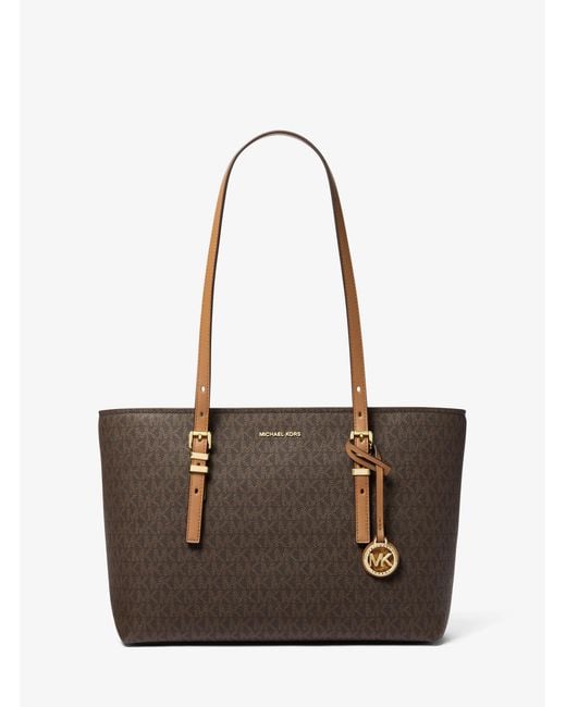 MICHAEL Michael Kors White Quinn Medium Signature Logo And Leather Tote Bag