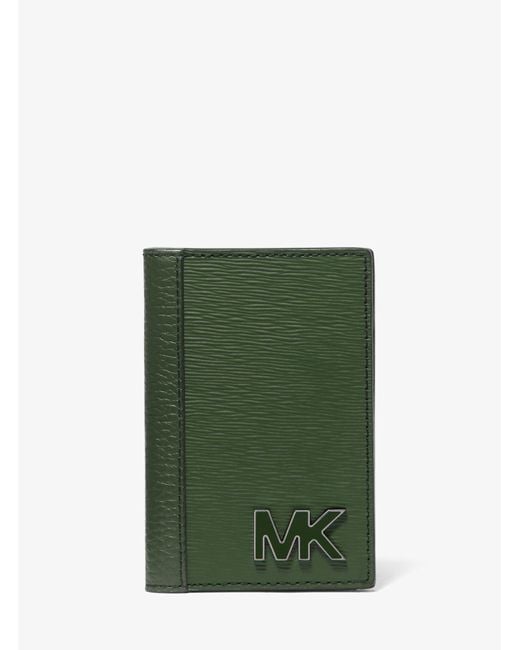 Michael Kors Green Hudson Leather Card Case for men