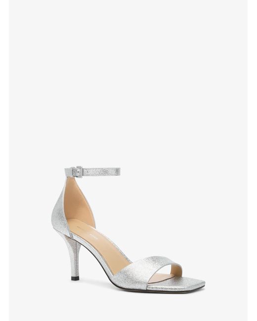 MICHAEL Michael Kors White Mk Jaida Metallic Leather Sandal