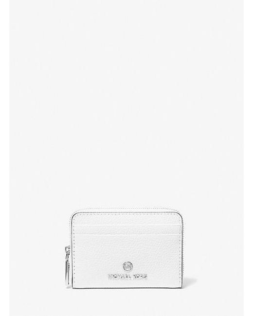 Michael Kors White Jet Set Small Pebbled Leather Wallet