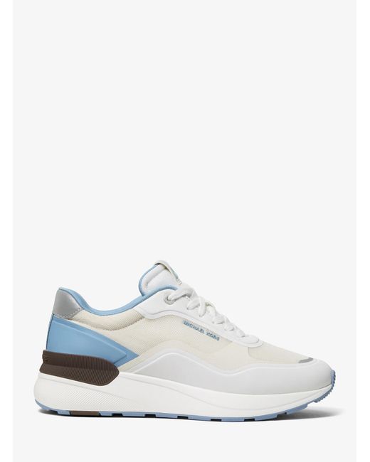 Michael Kors White Mk Trevor Mixed-Media Trainer for men