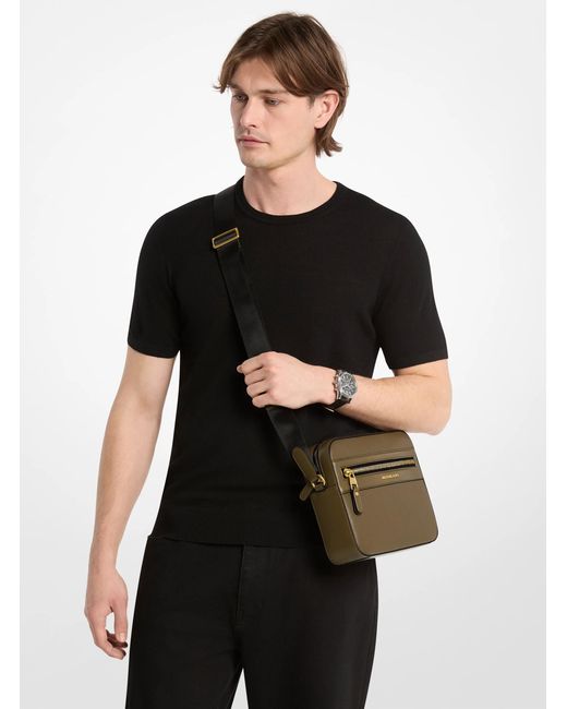 Michael Kors Gray Michael Kors Jet Set Pebbled Leather Crossbody Bag for men