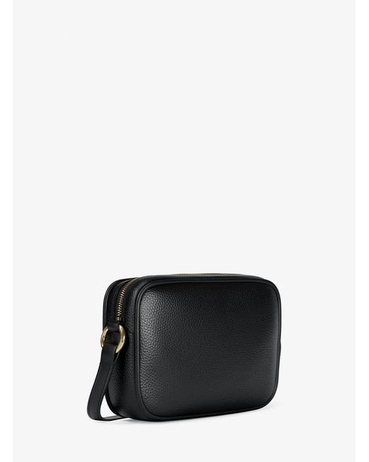 Michael Kors Outlet Black Mk Jet Set Pebbled Leather Camera Crossbody Bag