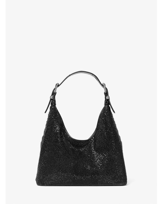 MICHAEL Michael Kors Black Limited-edition Nolita Small Rhinestone Mesh Hobo Shoulder Bag