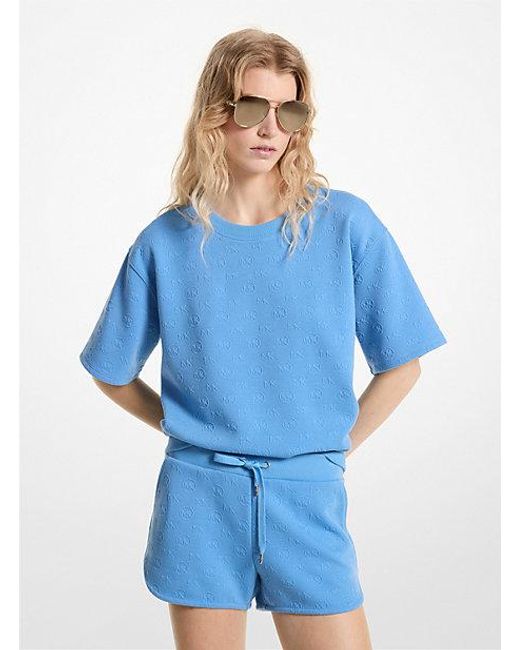 Michael Kors Blue Logo Jacquard Knit Shorts