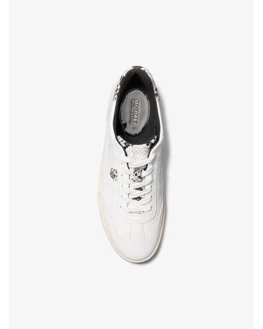 MICHAEL Michael Kors White Mk Scotty Snake Embossed Leather Trainers