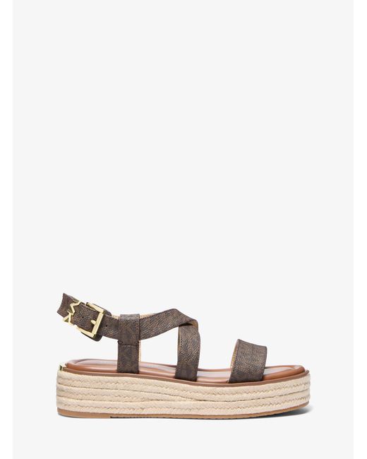 MICHAEL Michael Kors Natural Lynn Signature Logo Platform Espadrille Sandal