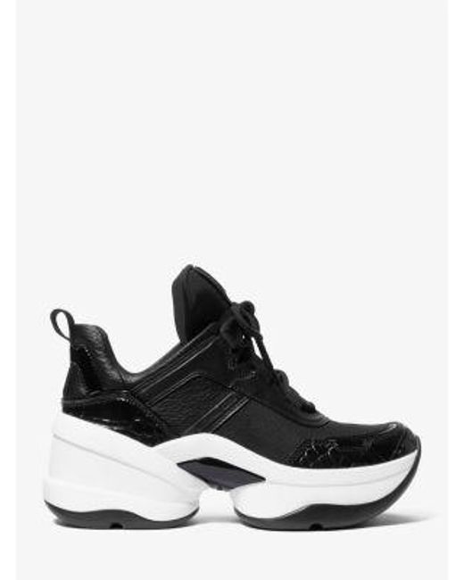 Michael Kors White Olympia Mixed-Media Trainer