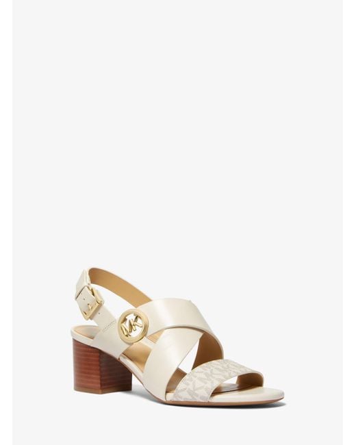 Michael Kors Natural Vera Logo And Leather Sandal