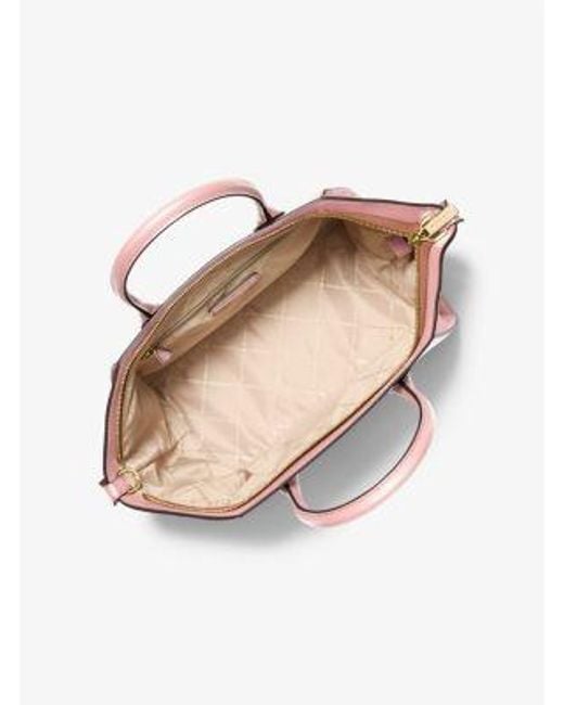 Michael Kors Pink Avril Large Leather And Suede Satchel