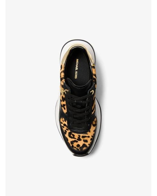 MICHAEL Michael Kors White Arla Leopard Print Calf Hair And Leather Trainer