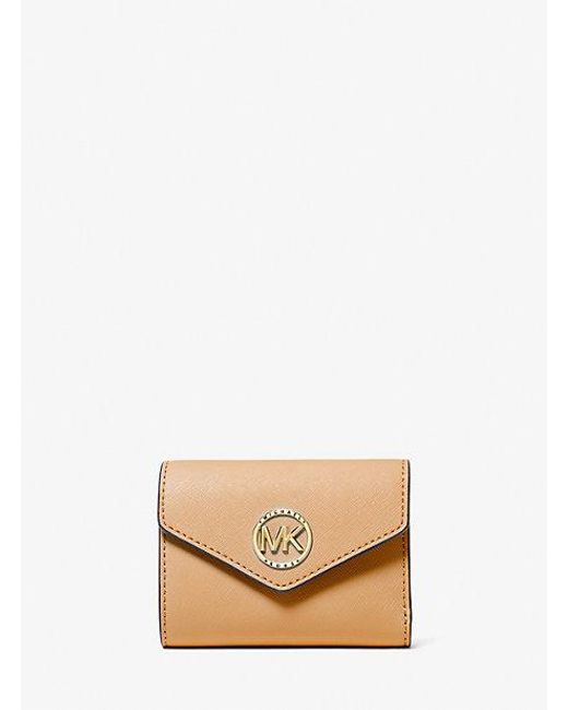 Michael Kors Natural Carmen Medium Saffiano Leather Tri-fold Envelope Wallet